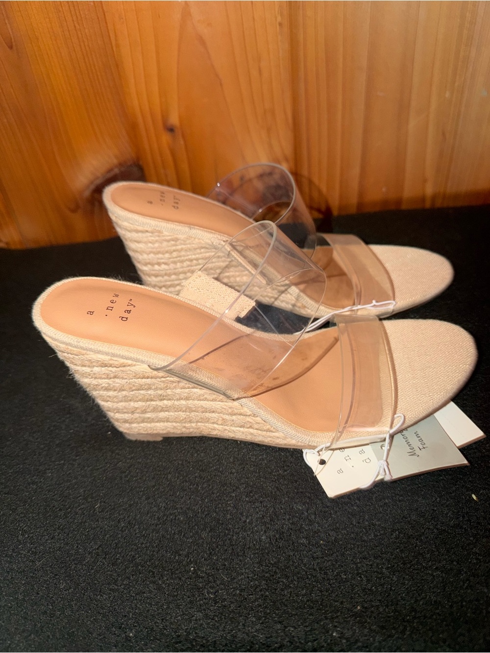 A New Day Clear Straps Espadrille Style Wedge Heels in Nude - Picture 4 of 13